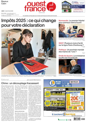 Cover of Ouest France (Bayeux / Caen)