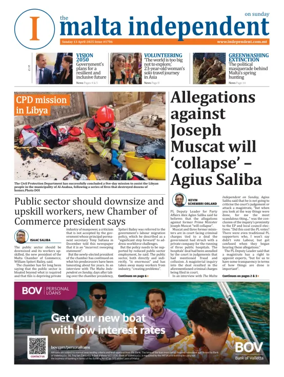 Cover of The Malta Independent on Sunday