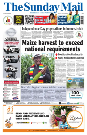 Cover of The Sunday Mail (Zimbabwe)