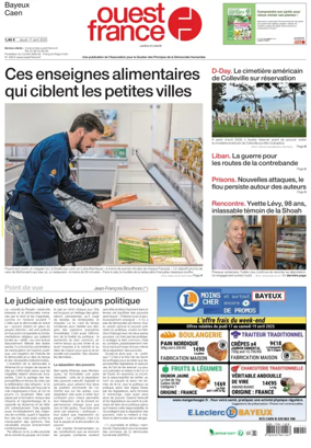 Cover of Ouest France (Bayeux / Caen)
