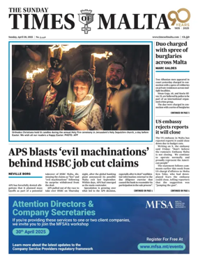 Cover of The Sunday Times of Malta