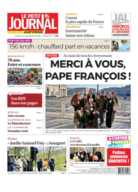 Cover of Le Petit Journal - L'hebdo local de l'Aveyron