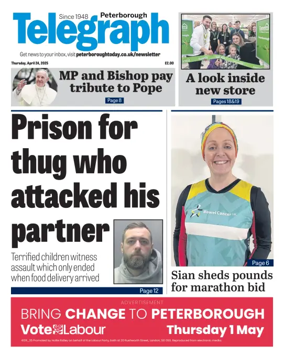 Cover of The Peterborough Evening Telegraph