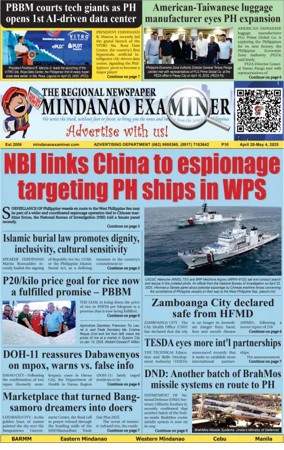 Cover of The Mindanao Examiner Regional Newspaper