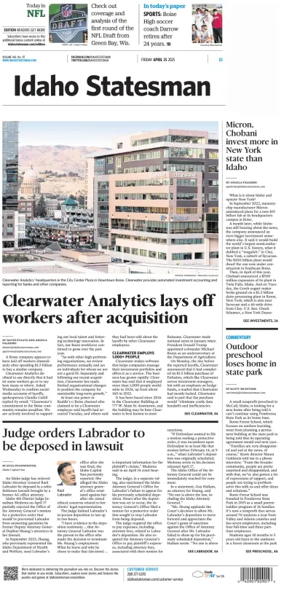 Cover of The Idaho Statesman