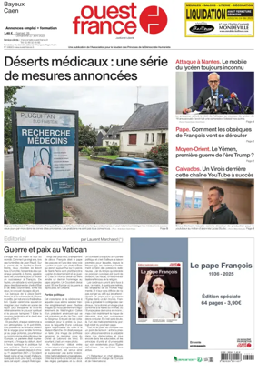 Cover of Ouest France (Bayeux / Caen)