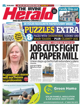 Cover of The Irvine Herald and Kilwinning Chronicle