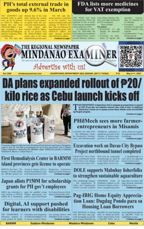 Cover of The Mindanao Examiner Regional Newspaper