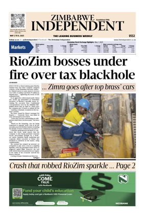 Cover of The Zimbabwe Independent