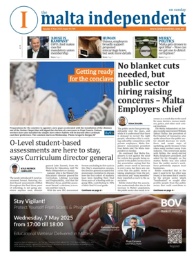 Cover of The Malta Independent on Sunday