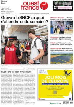Cover of Ouest France (Bayeux / Caen)