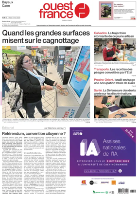 Cover of Ouest France (Bayeux / Caen)