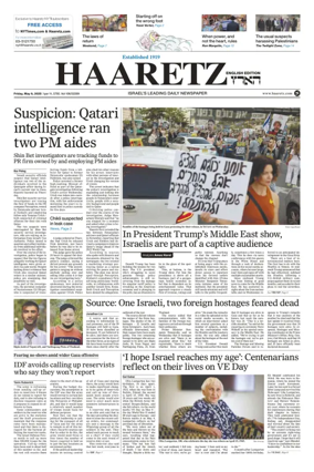 Cover of Haaretz english edition (Friday)