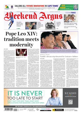 Cover of Weekend Argus (Saturday Edition)