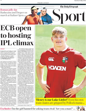 Cover of The Daily Telegraph - Sport Saturday