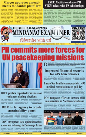 Cover of The Mindanao Examiner Regional Newspaper