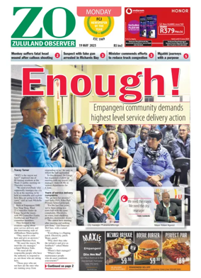 Cover of Zululand Observer - Monday