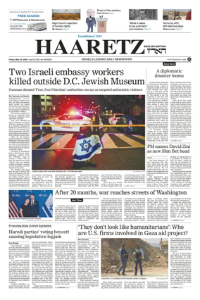 Cover of Haaretz english edition (Friday)