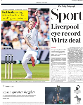 Cover of The Daily Telegraph - Sport Saturday