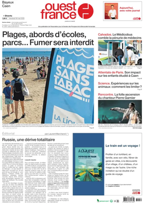Cover of Ouest France (Bayeux / Caen)