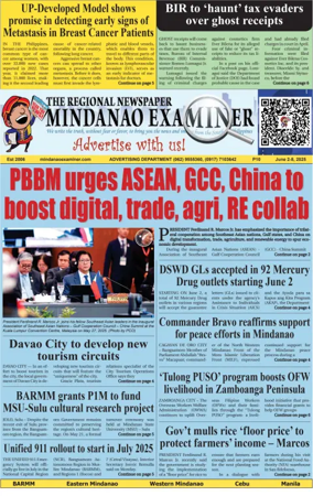 Cover of The Mindanao Examiner Regional Newspaper