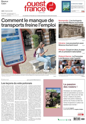 Cover of Ouest France (Bayeux / Caen)