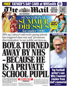 Cover of The Mail on Sunday