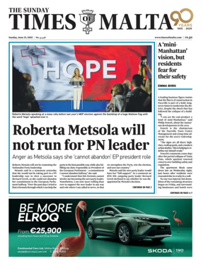 Cover of The Sunday Times of Malta