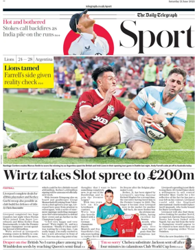 Cover of The Daily Telegraph - Sport Saturday