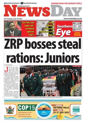 Cover of Newsday (Zimbabwe)
