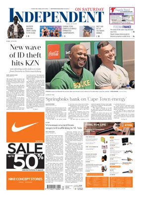 Cover of The Independent on Saturday