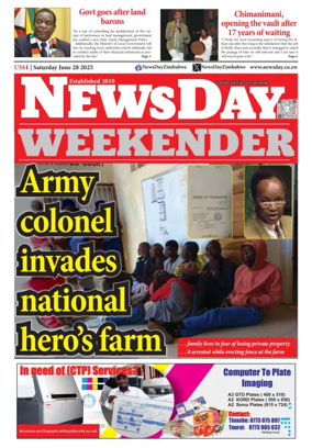 Cover of Newsday (Zimbabwe)