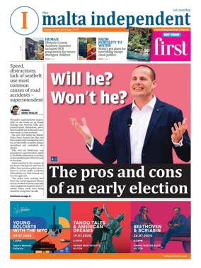 Cover of The Malta Independent on Sunday