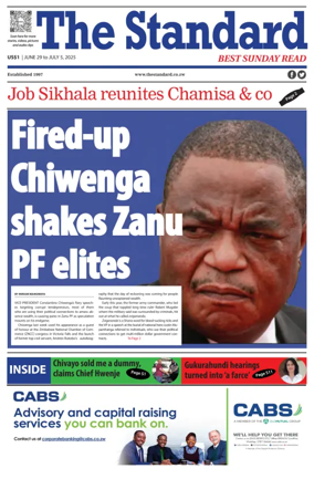 Cover of The Standard (Zimbabwe)
