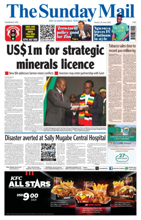 Cover of The Sunday Mail (Zimbabwe)