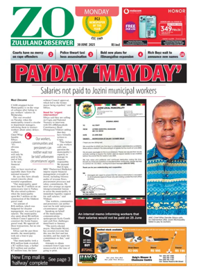 Cover of Zululand Observer - Monday