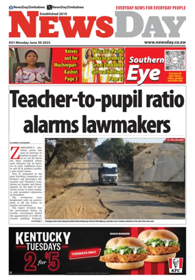 Cover of Newsday (Zimbabwe)
