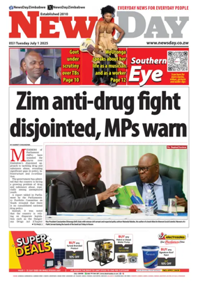 Cover of Newsday (Zimbabwe)