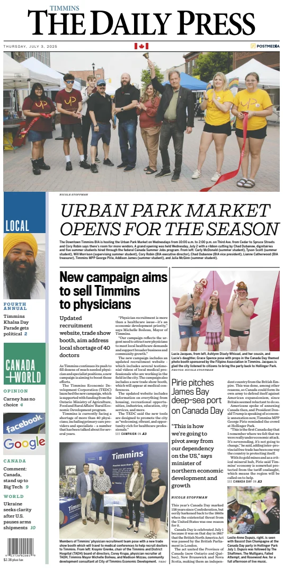 Cover of The Daily Press (Timmins)