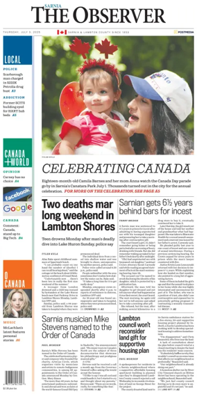 Cover of The Observer (Sarnia)