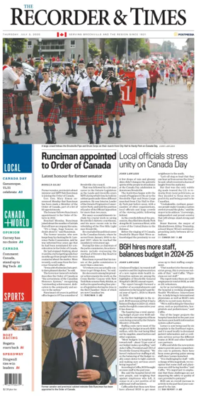Cover of The Recorder & Times (Brockville)