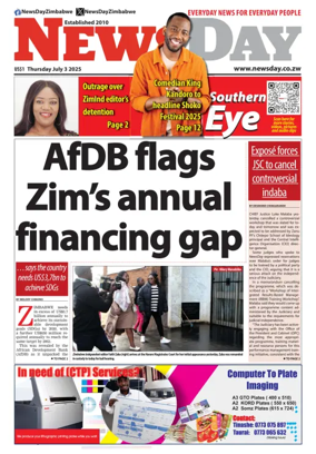 Cover of Newsday (Zimbabwe)