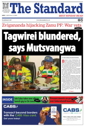 Cover of The Standard (Zimbabwe)