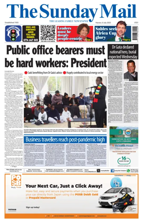 Cover of The Sunday Mail (Zimbabwe)