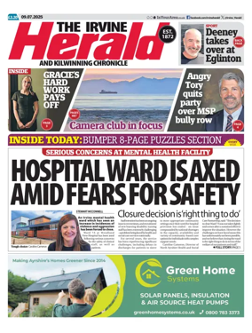 Cover of The Irvine Herald and Kilwinning Chronicle