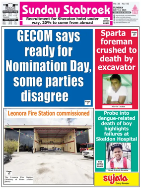 Cover of Stabroek News Sunday