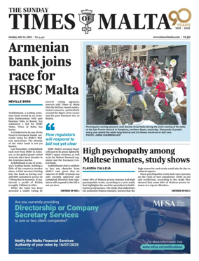 Cover of The Sunday Times of Malta
