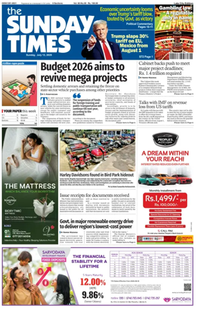 Cover of Sunday Times (Sri Lanka)