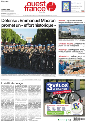 Cover of Ouest France (Rennes)