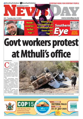 Cover of Newsday (Zimbabwe)